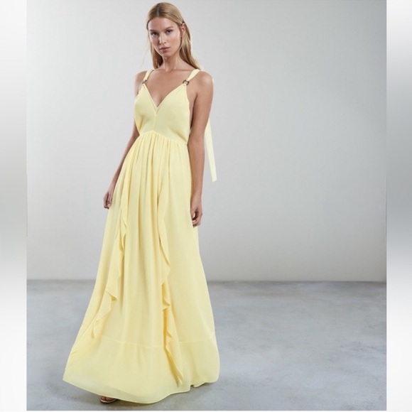 New Reiss Carlotta Yellow Maxi Dress Sz 4 - Picture 2 of 9